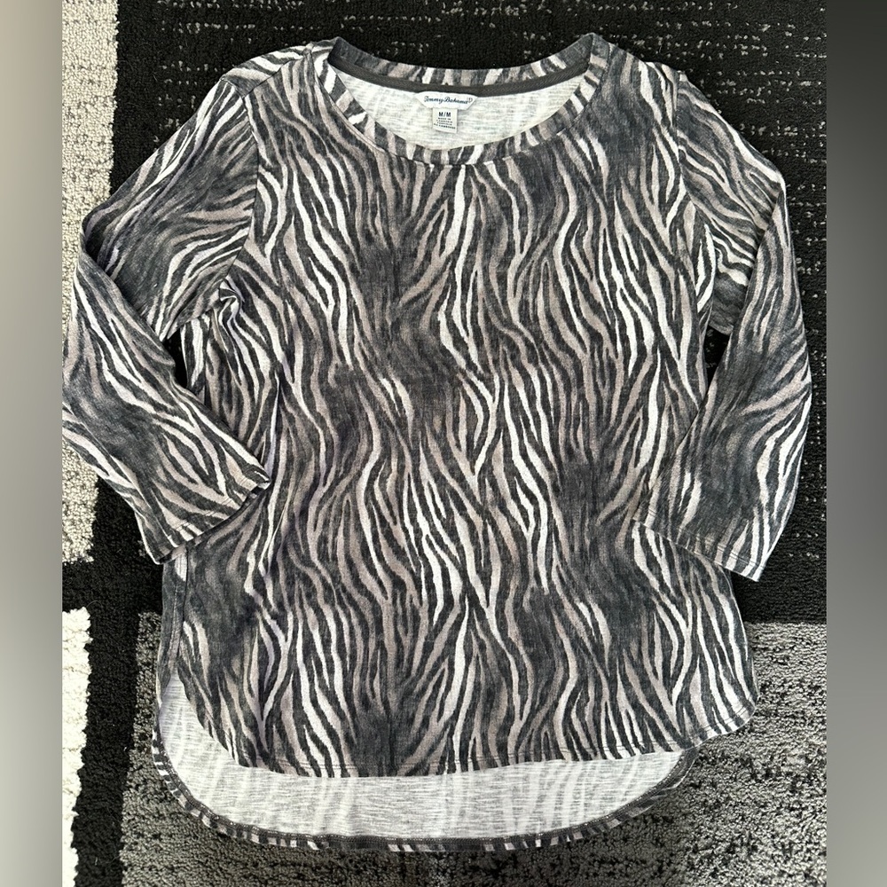 Tommy Bahama 100% cotton Zebra Print Women's Top size medium